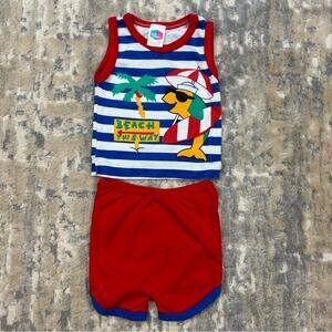 Vintage Judy Philippine 2 piece boy outfit shirt shorts 1970’s size 12 month